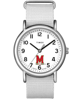 Weekender Maryland Terrapins Women's Timex Watch Silver-Tone/White