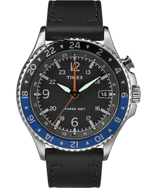 Allied Three GMT 43mm Leather Watch | Timex