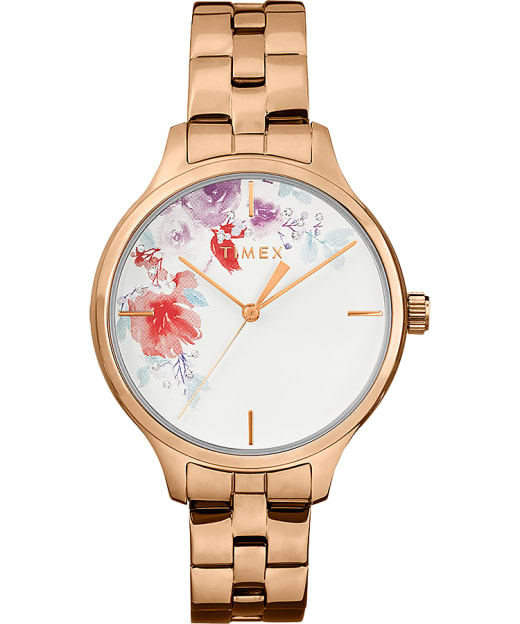 timex rose gold watches for ladies