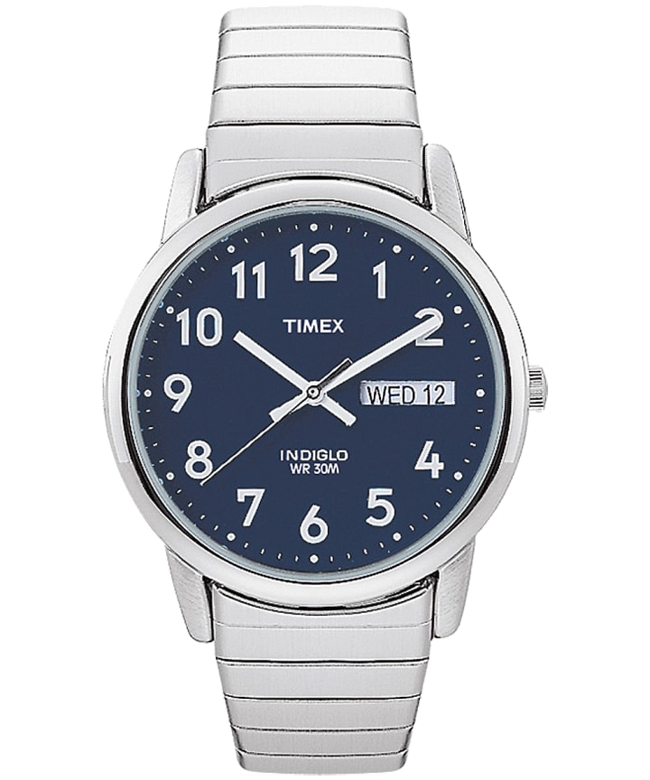 Easy Reader Day Date 35mm Expansion Band Watch Silver-Tone/Stainless-Steel/Blue large