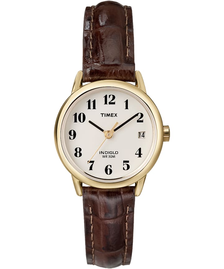 Easy Reader 25mm Leather Strap Watch Gold-Tone/Brown/Natural large