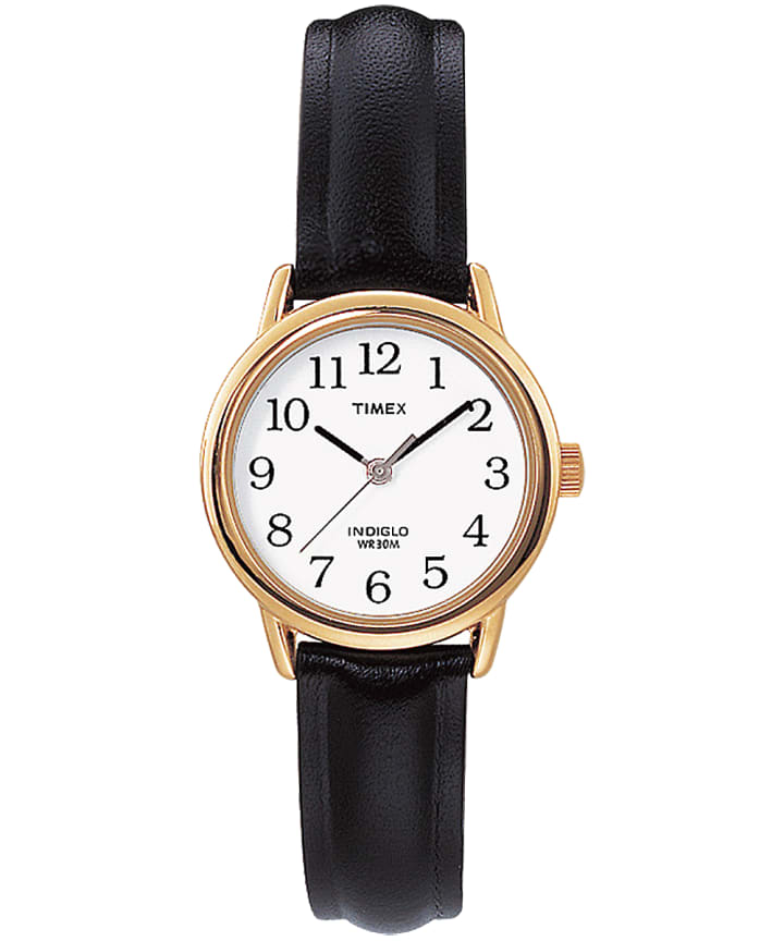 Easy Reader 25mm Leather Strap Watch Gold-Tone/Black/White large