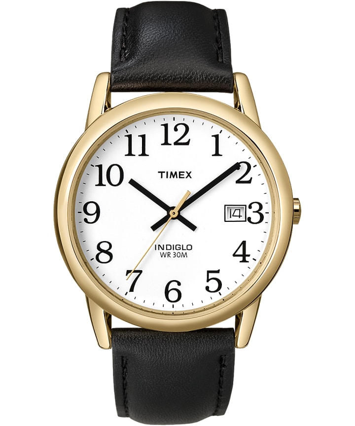 Easy Reader 35mm Leather Strap Watch Gold-Tone/Black/White large