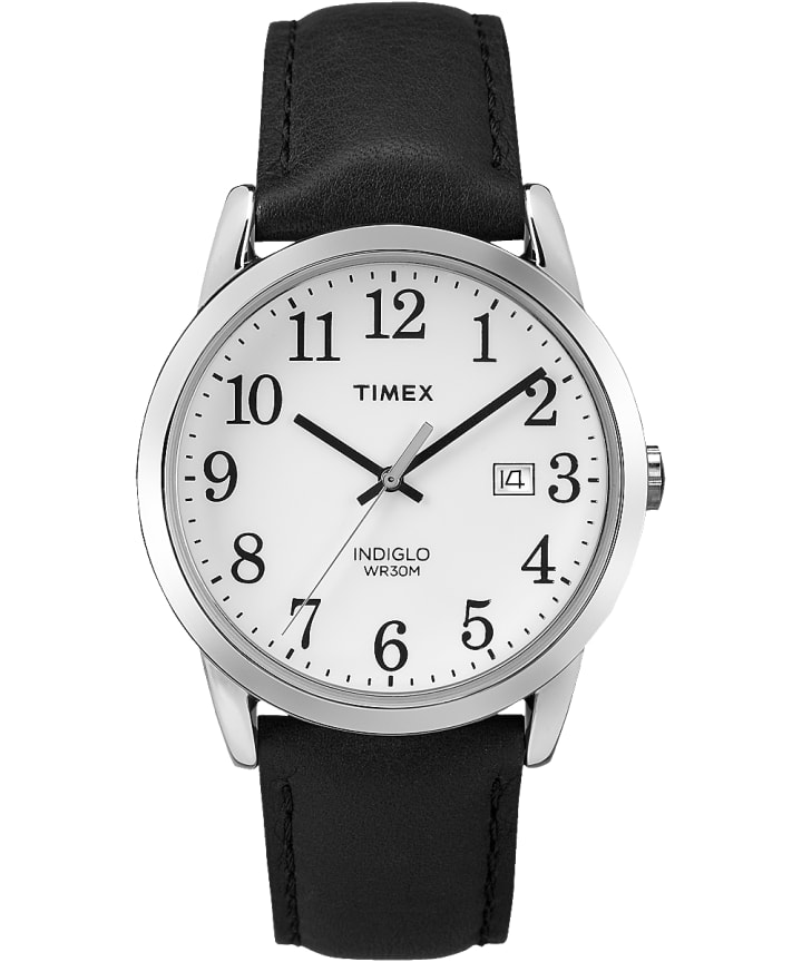 Easy Reader mit Lederarmband, 38 mm Schwarz/weiß large