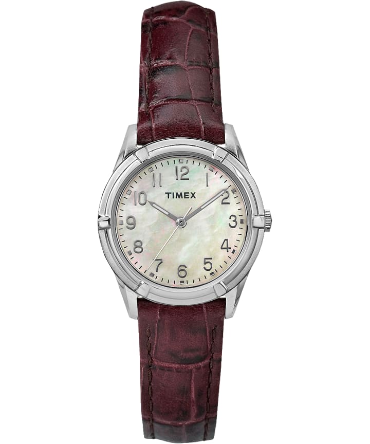 Easton Avenue Mother of Pearl 27mm Leather Strap Watch Silver-Tone/Brown/Mother-of-Pearl large