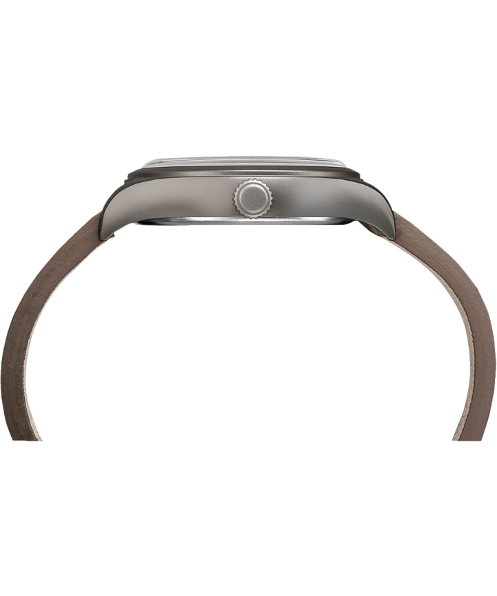 Waterbury Traditional 38mm Leather Strap Watch Gunmetal/Brown/Blue large