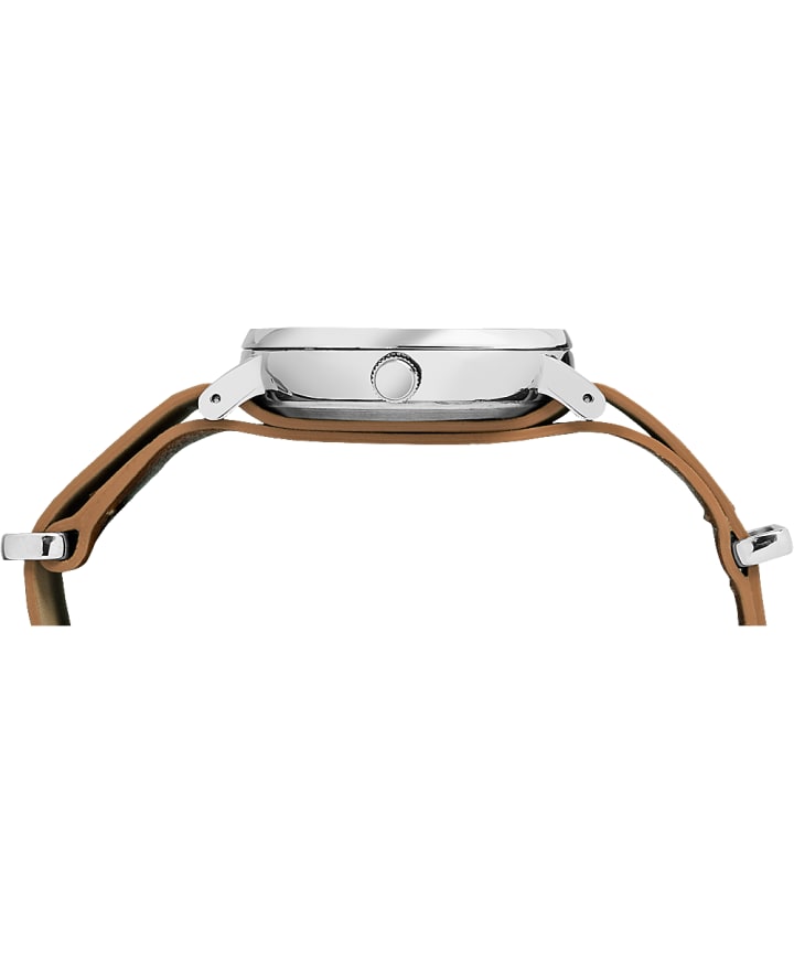 Fairfield 37mm Leather Strap Watch Chrome/Tan/Blue large