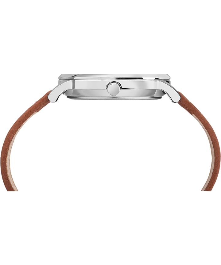Waterbury Classic 40mm Leather Strap Watch Stainless-Steel/Tan/Cream large