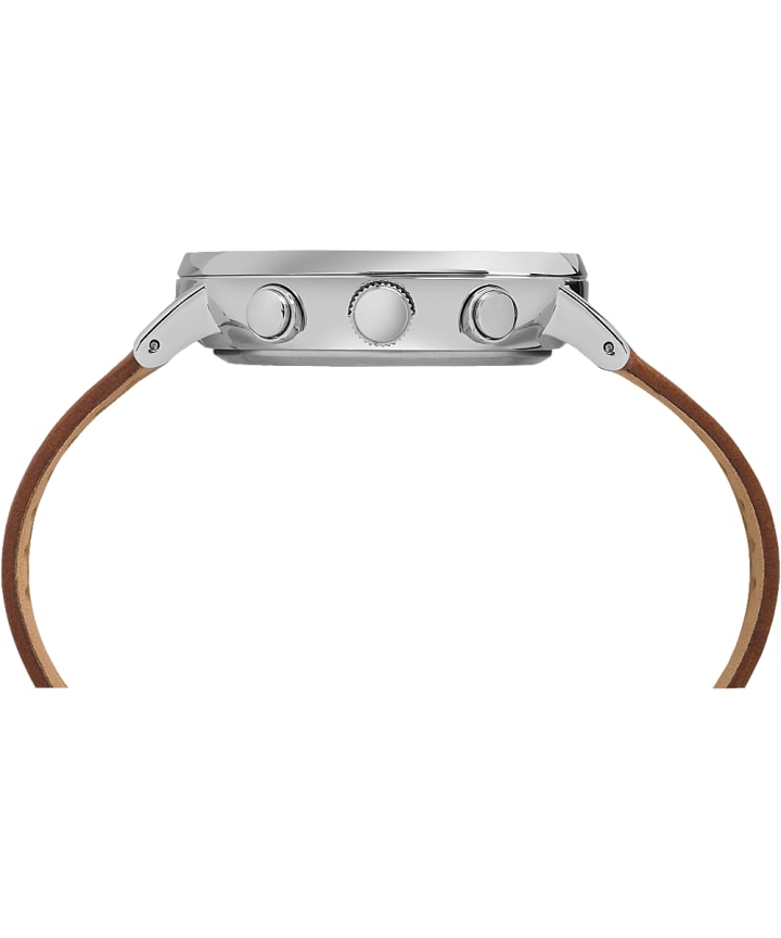 Fairfield Chronograph 41mm Leather Strap Watch Silver-Tone/Tan/White large