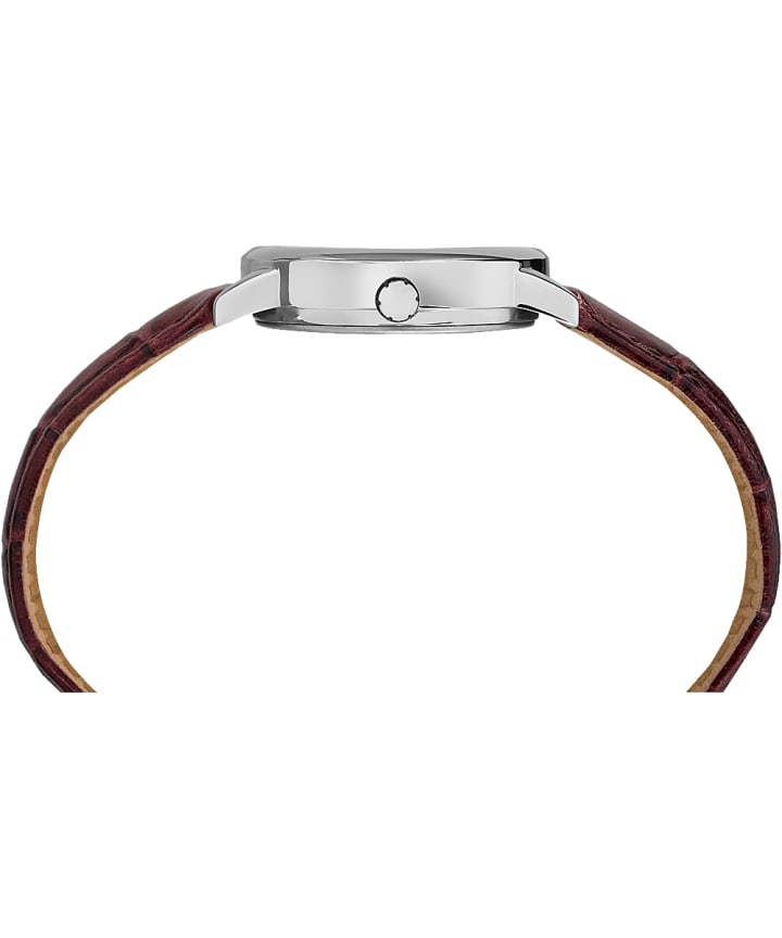 Easy Reader 25mm Leather Strap Watch Silver-Tone/Brown/White large