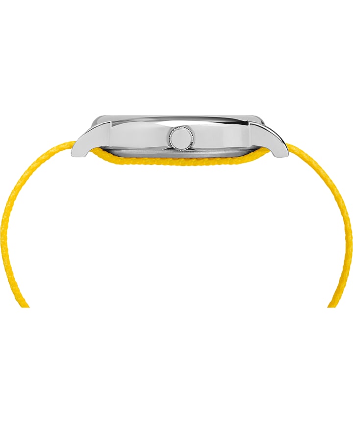 Timex x Peanuts - Charlie Brown 38mm Fabric Strap Watch Silver-Tone/Yellow/White large