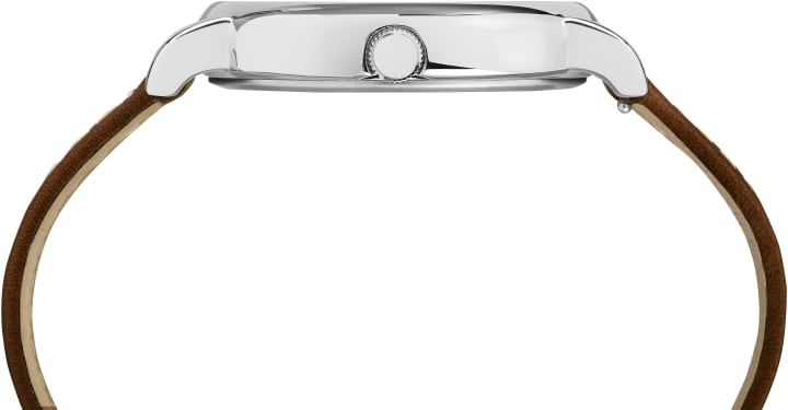 Zegarek Weekender z kopertą 40 mm i skórzanym paskiem Silver-Tone/Brown/Cream large