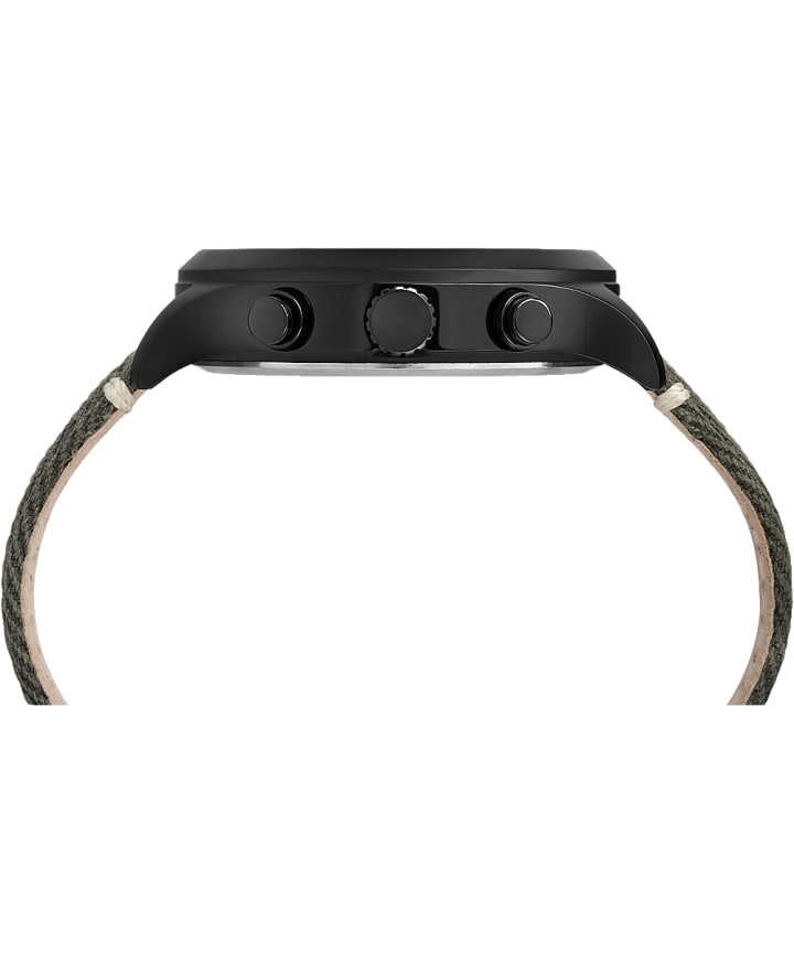 Reloj Waterbury World Time de 43 mm con correa de tela Stainless-Steel/Black/Green large