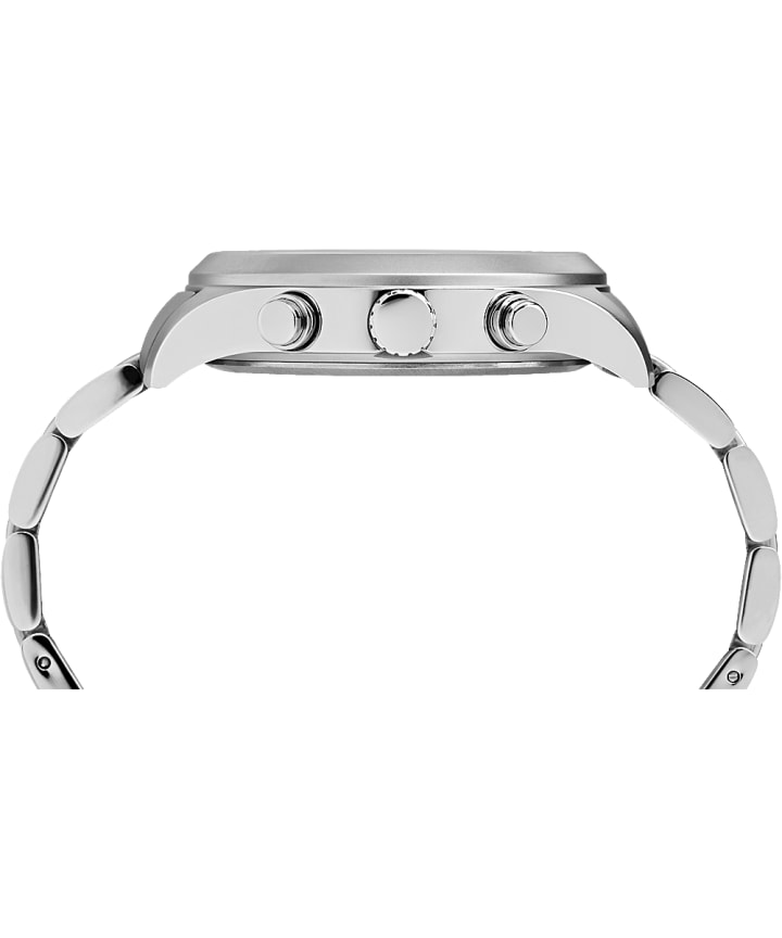 Reloj de acero inoxidable Waterbury World Time de 43 mm Stainless-Steel/Cream large