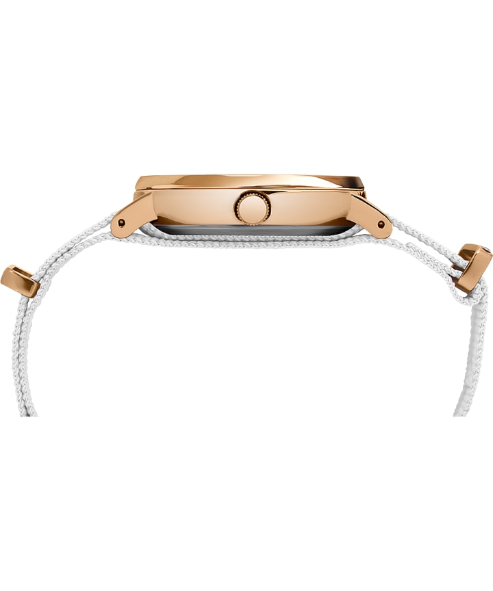Fairfield Crystal 37mm Fabric Strap Watch Rose-Gold-Tone/White large