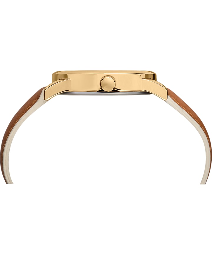Easy Reader Color Pop 38mm Leather Strap Watch Gold-Tone/Tan/Cream large