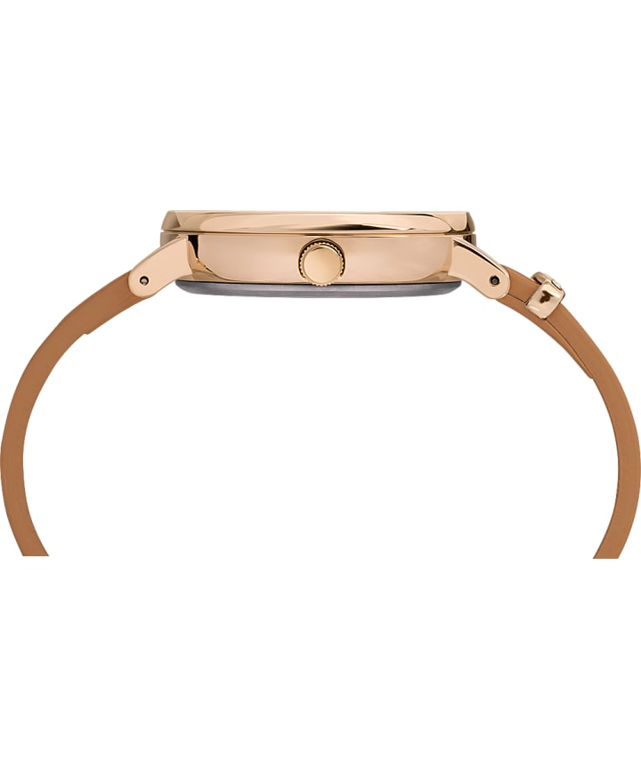 Fairfield Crystal With Swarovski® Crystals 37mm Leather Strap Watch Rose-Gold-Tone/Tan/Cream large