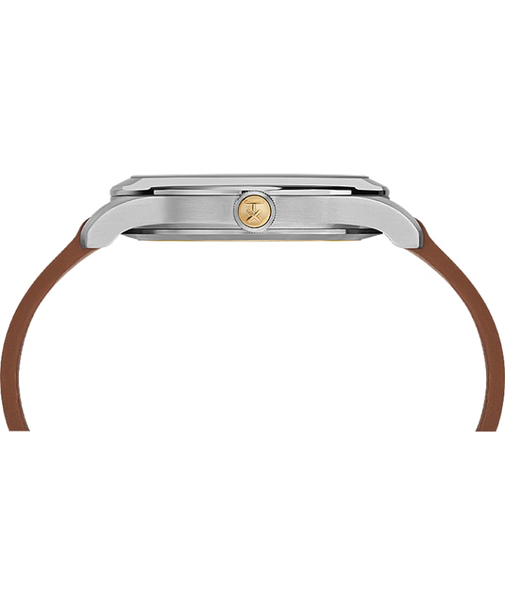 American Documents® 41mm Leather Strap Watch Stainless-Steel/Brown/Blue large