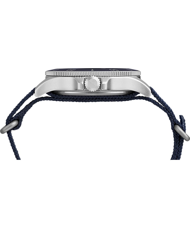 Timex x GREATS - Bayman 43mm Watch with Fabric Strap Silver-Tone/Blue large