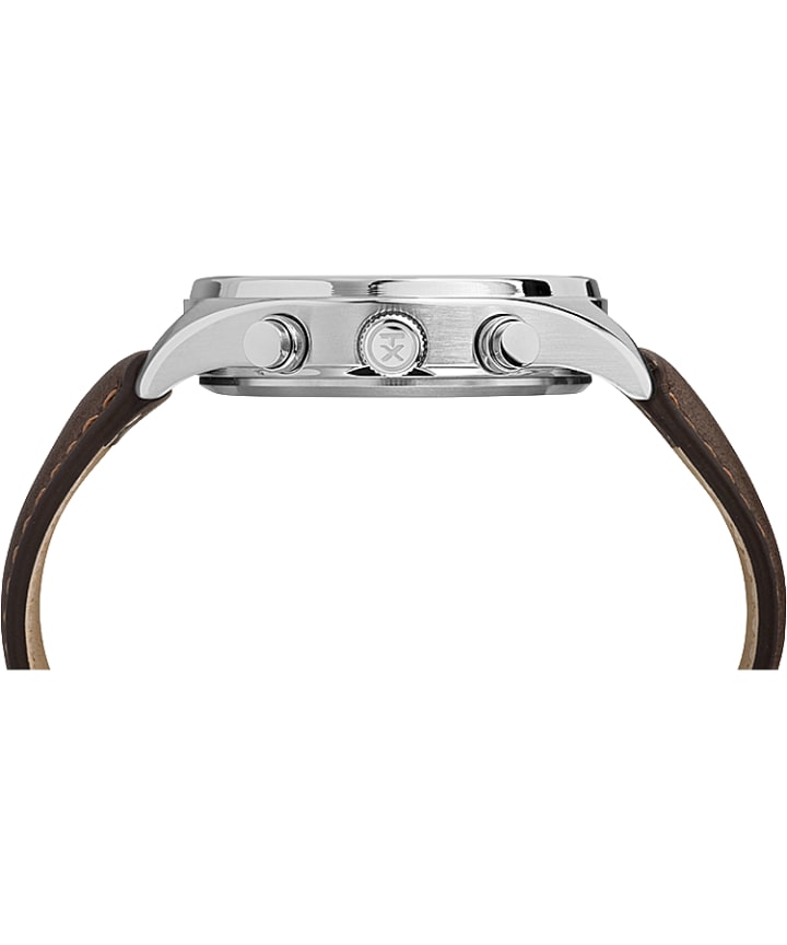 Waterbury Traditional Chronograph 42mm Leather Strap Watch Stainless-Steel/Brown/Tan large