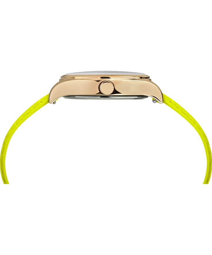 WATERBURY NEON WOMENS 34MM LEATHER STRAP WATCH Gold-Tone/Green/White large