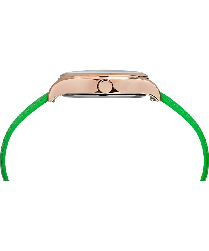 WATERBURY NEON WOMENS 34MM LEATHER STRAP WATCH Rose-Gold-Tone/Green/White large