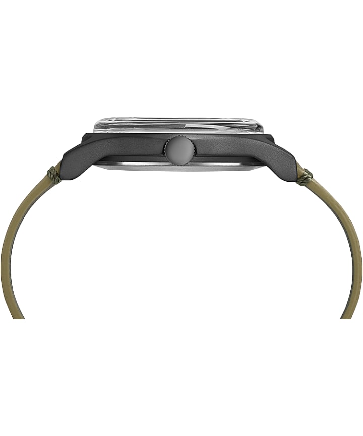 MK1 Steel 40mm Leather Strap Watch Gray/Green/Black large