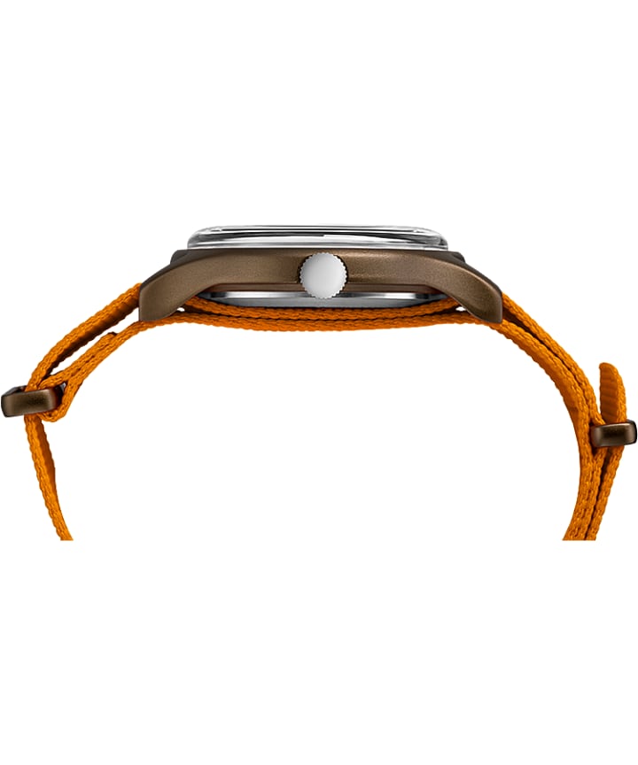 MK1 Aluminum 40mm Fabric Strap Watch Green/Orange/Black large