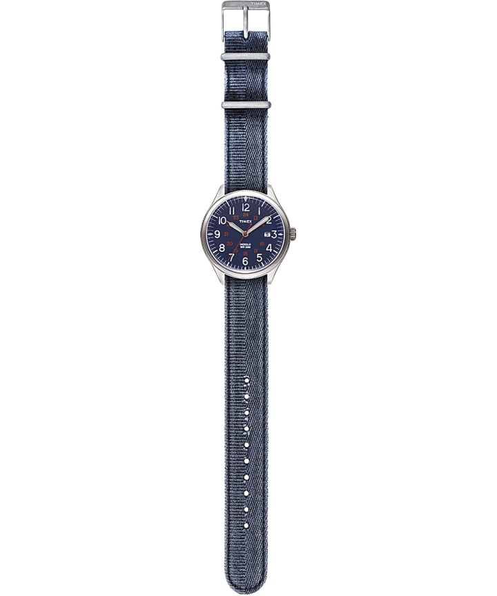 Waterbury United 38mm Stonewashed Fabric Strap Watch Stainless-Steel/Blue large