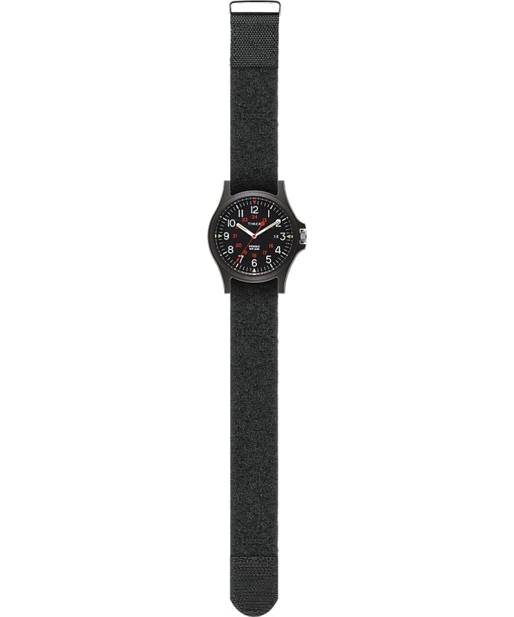 Acadia 40mm Hook-and-Loop Fabric Strap Watch Black large