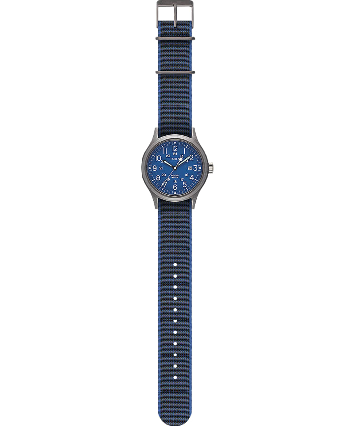 Allied 40mm Elastic Fabric Strap Watch Silver-Tone/Black large