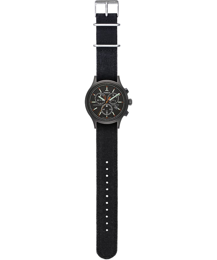 Allied Chronograph 42mm Stonewashed Denim Strap Watch Black large
