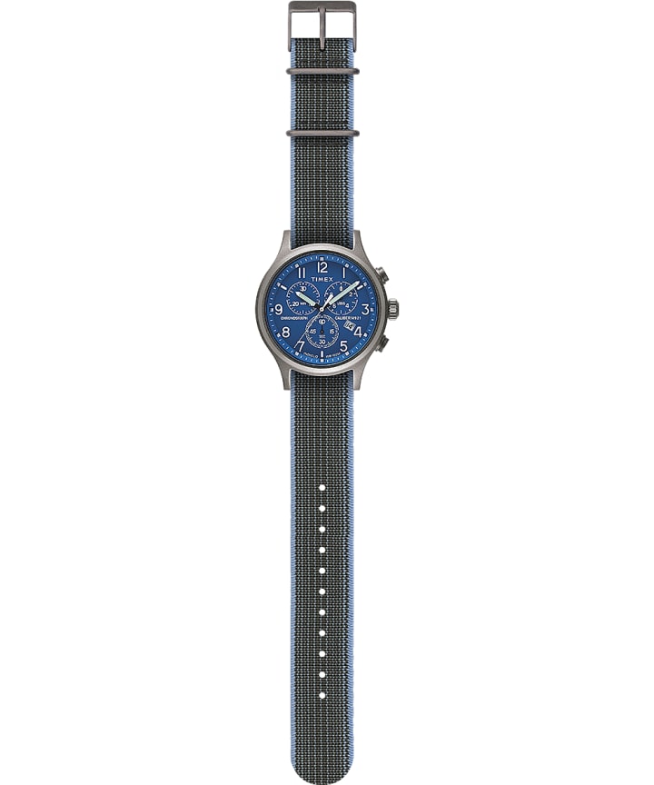 Allied Chronograph 42mm Elastic Fabric Strap Watch Silver-Tone large