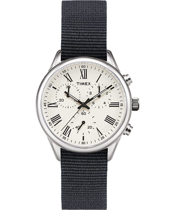 Weston Avenue 38mm Reversible Grosgrain Strap Watch Stainless-Steel/Cream large