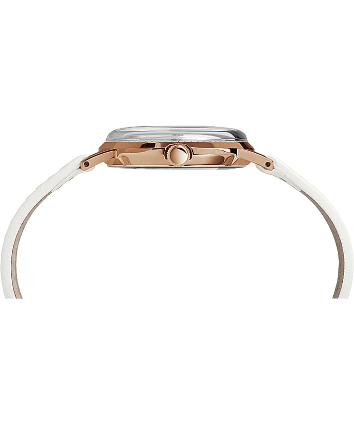 Marlin® Hand-Wound 34mm Leather Strap Watch Rose-Gold-Tone/White large