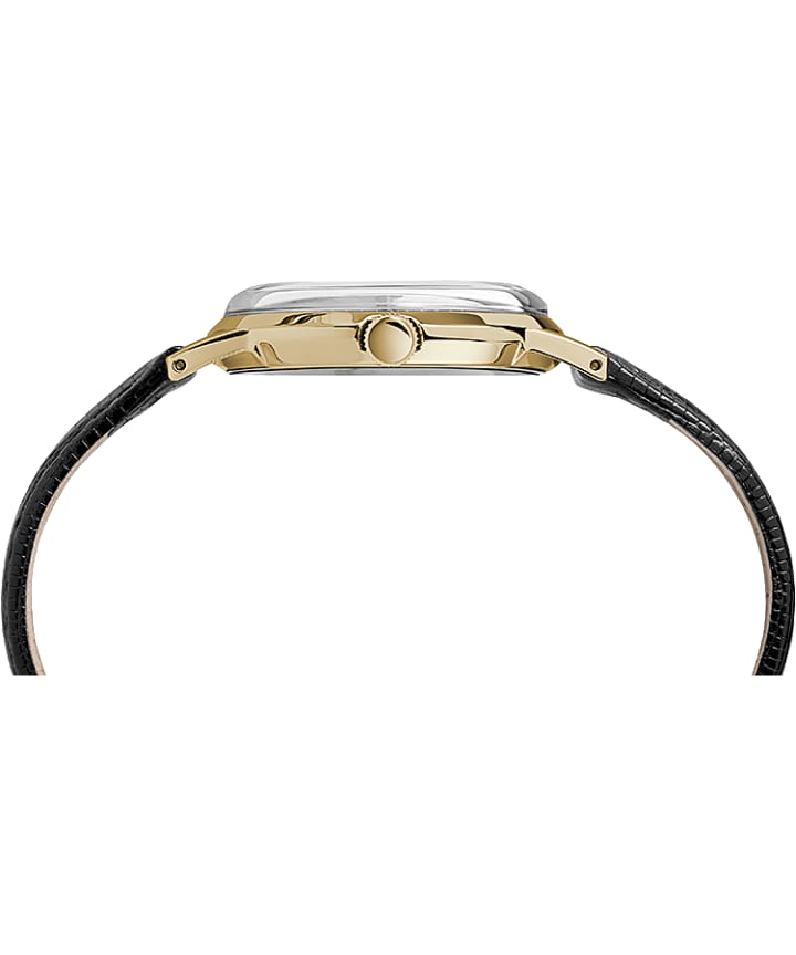 Marlin® Hand-Wound 34mm Leather Strap Watch Black/Gold-Tone large