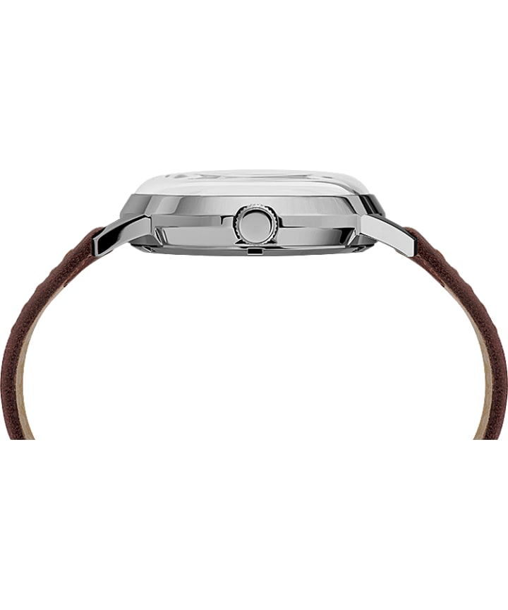 Marlin® Automatic 40mm Leather Strap Watch Brown/Silver-Tone large