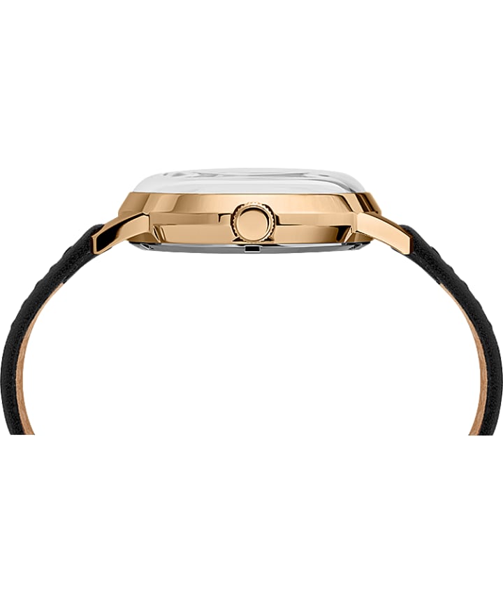 Marlin® Automatic 40mm Leather Strap Watch Black/Gold-Tone large