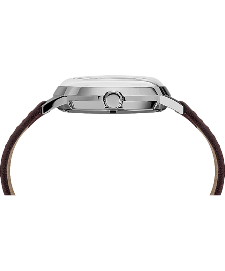 Marlin Automatic 40mm Leather Strap Watch Burgundy/Silver-Tone large
