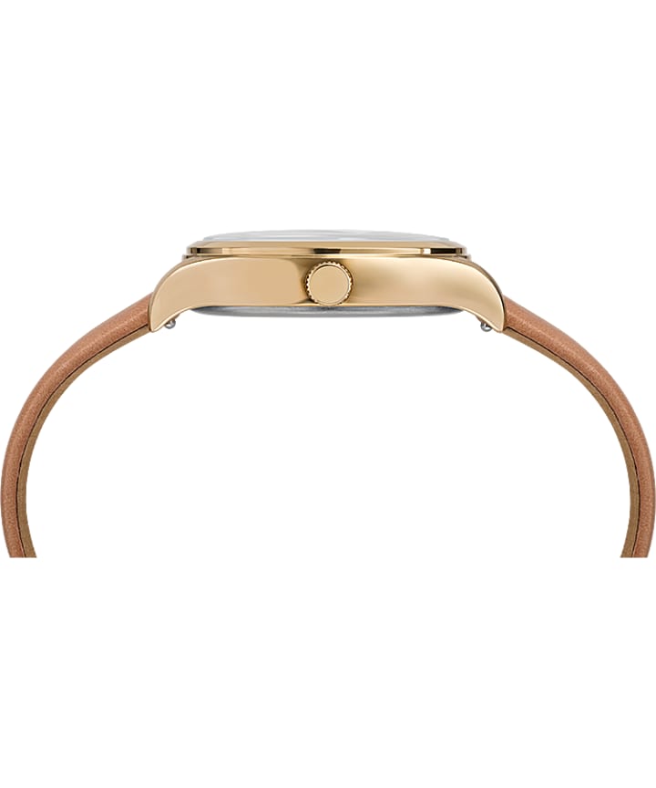 Waterbury Traditional 34mm Leather Strap Watch Gold-Tone/Tan/Yellow large
