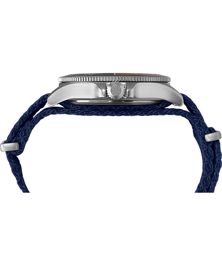 Allied® Coastline 43mm Fabric Strap Watch Silver-Tone/Blue large