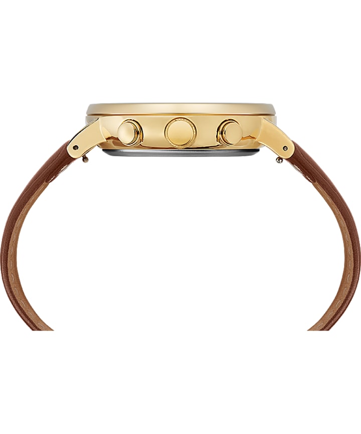 Fairfield Chronograph 41mm Leather Strap Watch Gold-Tone/Brown/White large
