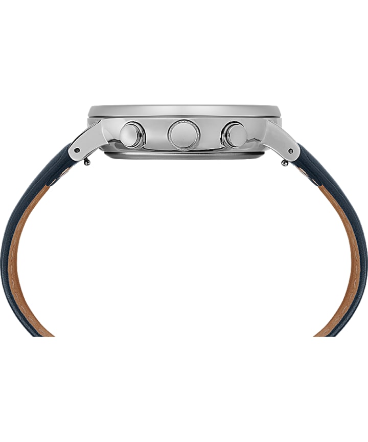Fairfield Chronograph 41mm Leather Strap Watch Silver-Tone/Blue/White large