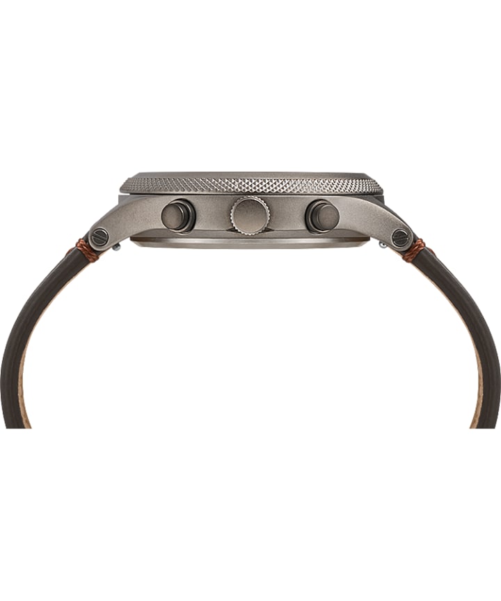 Allied LT Chronograph 42mm Leather Strap Watch Gray/Brown large