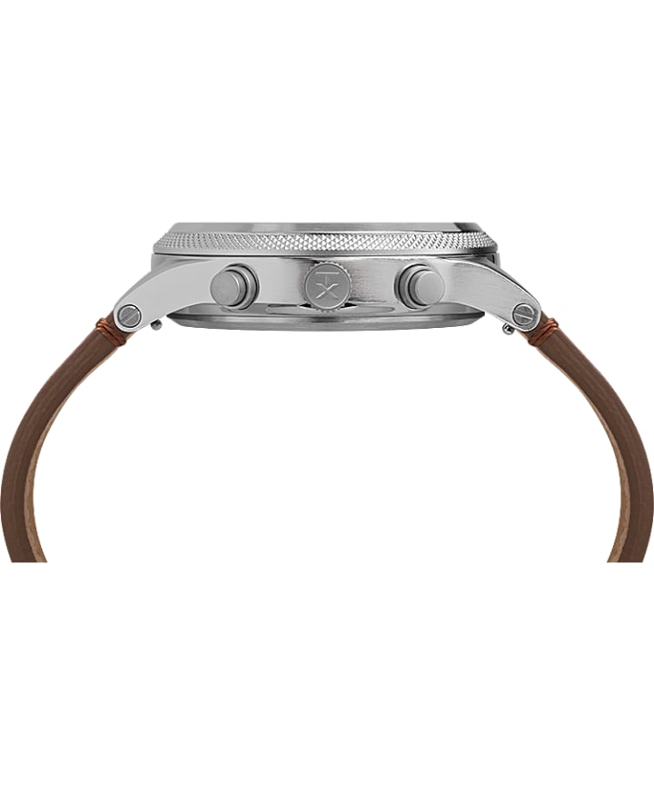 Allied LT Chronograph 42mm Leather Strap Watch Silver-Tone/Brown/Black large