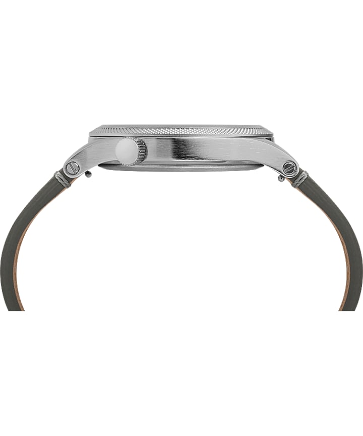 Allied LT 40mm Leather Strap Watch Silver-Tone/Gray/Black large