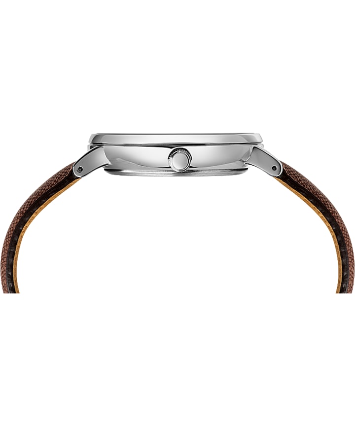 Southview 41mm Leather Strap Watch Silver-Tone/Brown/Blue large