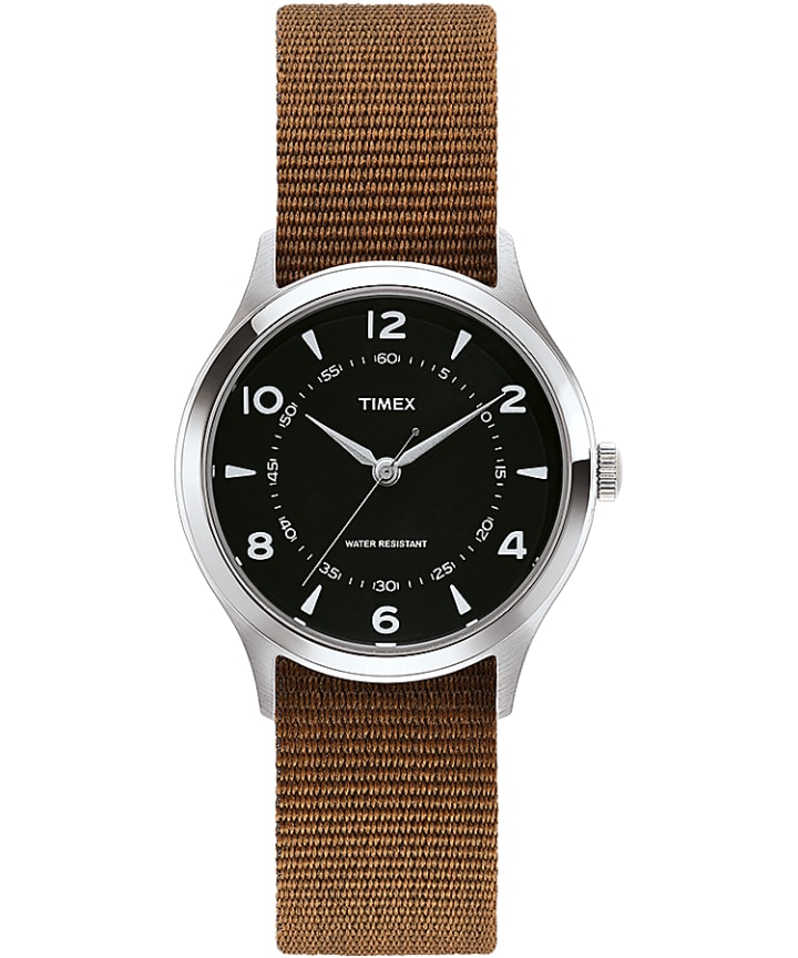 Whitney Village 36mm Reversible Grosgrain Strap Watch Stainless-Steel/Black large