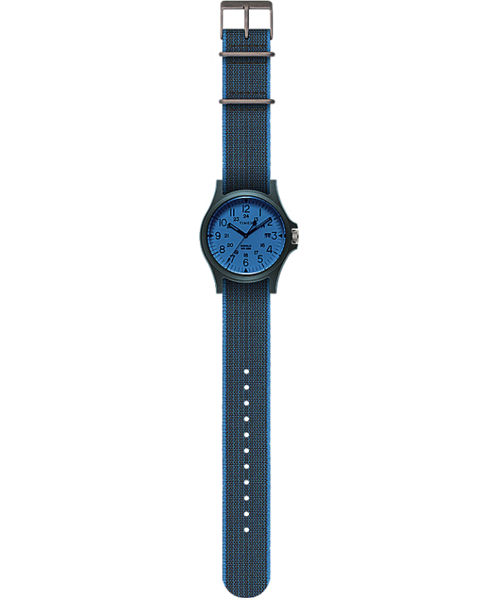 Acadia 40mm Elastic Fabric Strap Watch Blue/White large