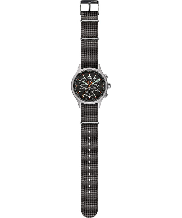 Allied Chronograph 42mm Fabric Strap Watch Silver-Tone/Gray/Black large